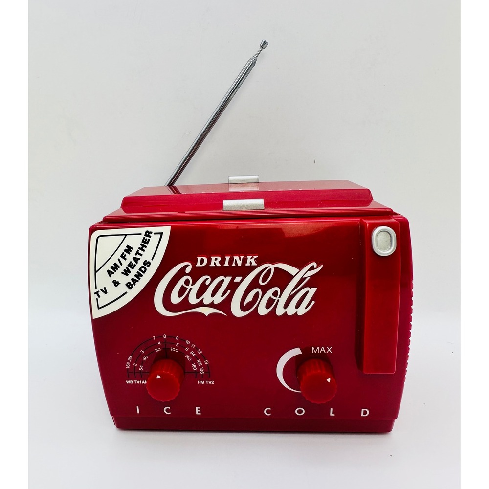 Vintage Coca-Cola Mini Cooler Radio Randix MC-194 AM FM Weather Band Red